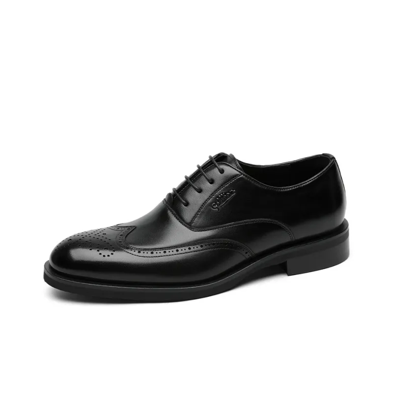 GOLDLION Dress Shoes Men Low Top Black/Brown-1