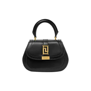 VERSACE Greca Goddess Cow Leather Shoulder Bag Crossbody Bag Handbag Mini Women's Black