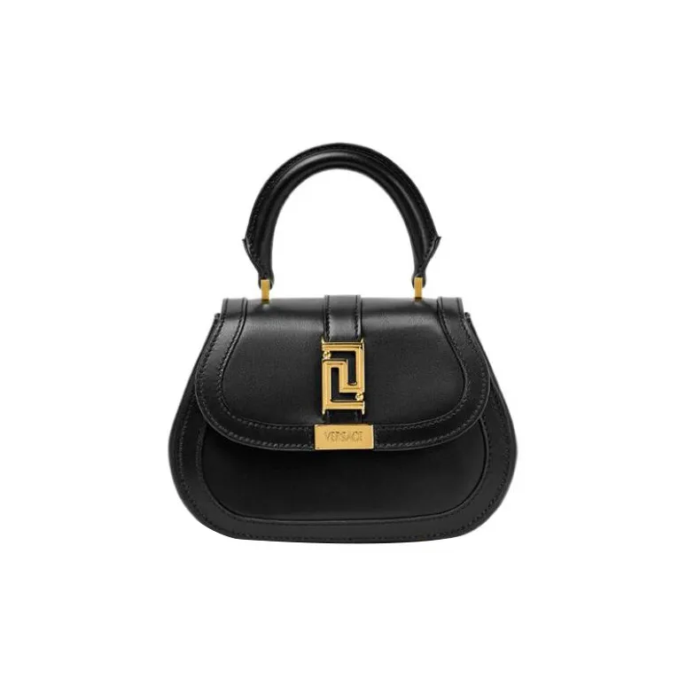 VERSACE Greca Goddess Cow Leather Shoulder Bag Crossbody Bag Handbag Mini Women's Black-0