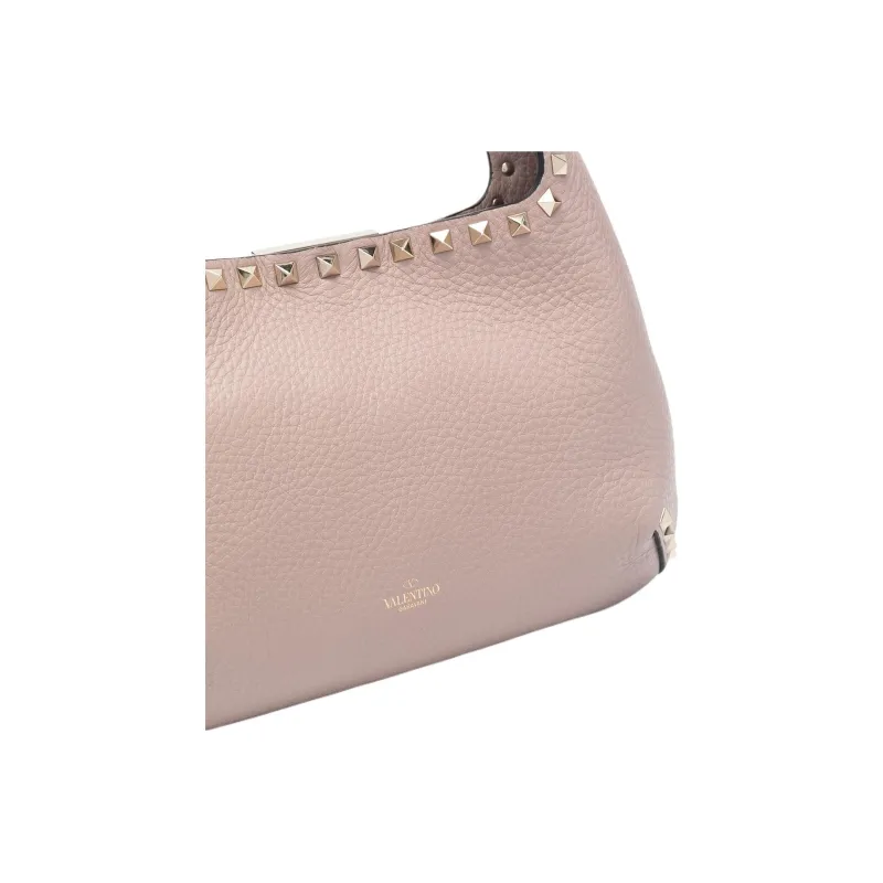 Valentino Grained Leather One Shoulder Handbags Women's Beige-3