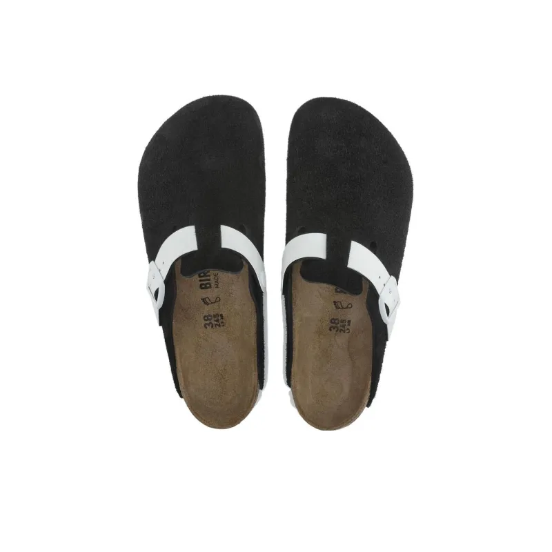 Birkenstock Boston Antibacterial Closed Toe Slippers Women's Black White Regular-5