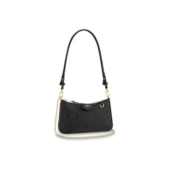 LOUIS VUITTON Easy Pouch On Strap Monogram Embossed Cow Leather Portable Crossbody Bag Shoulder Bag Women's Black
