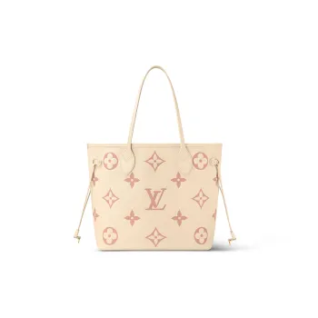 LOUIS VUITTON NEVERFULL Cow Leather Tote Combo Bag One Shoulder Handbag Medium Size Women's Cream White/Pink