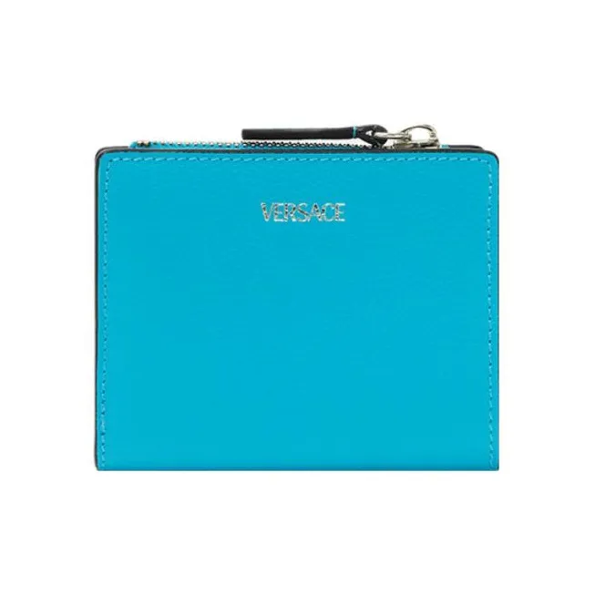 VERSACE La Medusa Cow Leather Wallet Women's Turquoise-1