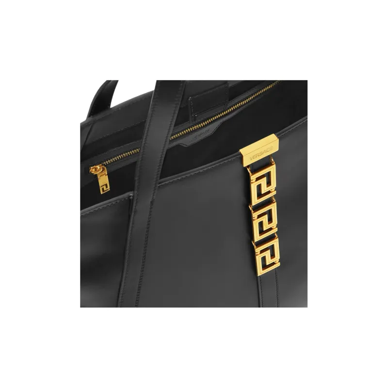 VERSACE Greca Goddess Cow Leather Tote Bag Shopping Bag Handbag Large Size Women's Black-4