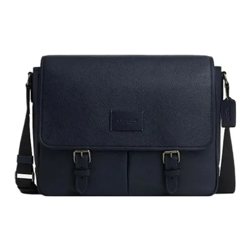 COACH Sprint Cow Leather Messenger Bag, Shoulder Bag, Crossbody Bag Tubas Men's Marine Blue