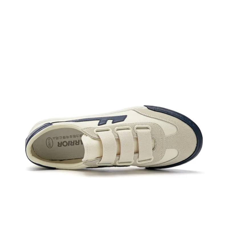 Warrior Slip Resistant, Abrasion Resistant, Lightweight Low Top Canvas Shoes Unisex Beige Dark Blue-2