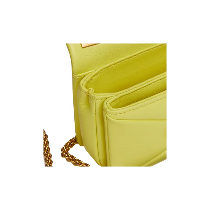 Valentino One Stud Calfskin Box Bag Clutch One Shoulder Handbag Mini Women's Lemon Yellow-3