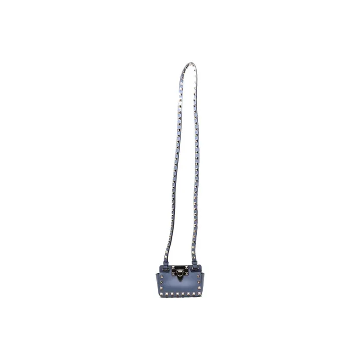 Valentino Rockstud Smooth Finish Calfskin Messenger Bag Shoulder Bag Crossbody Bag Mini Unisex Blue-1