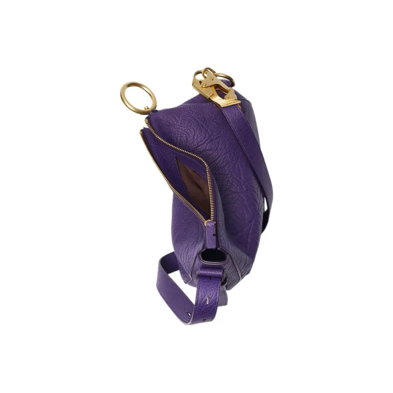 Burberry Calfskin Handbag Shoulder Bag Women's Ribbon Purple-4