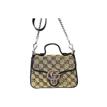 GUCCI GG Marmont Canvas With Leather Canvas Bag Shoulder Bag Crossbody Bag Handbag Mini Women's Brown/Black