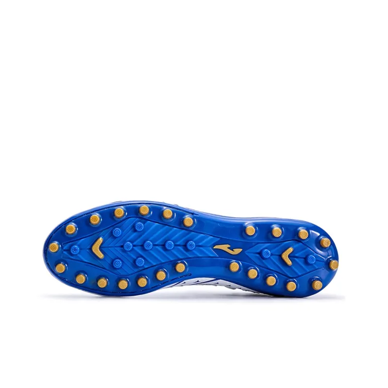 Joma MG Rubber Short Studs Anti Slip Wear Resistant Soccer Shoes Men's White Blue-4