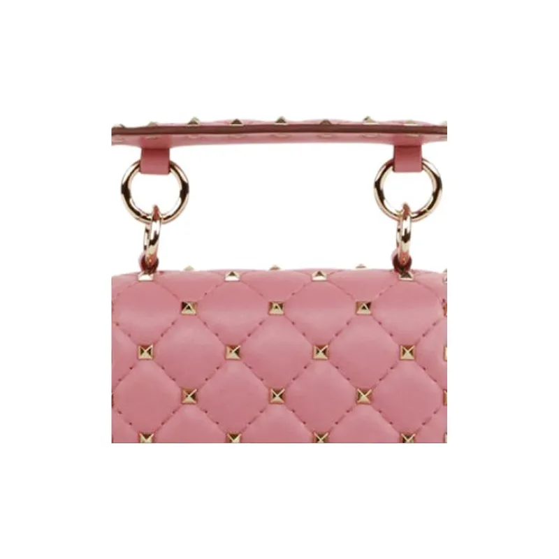 Valentino Cow Leather Handbag Unisex Pink-4