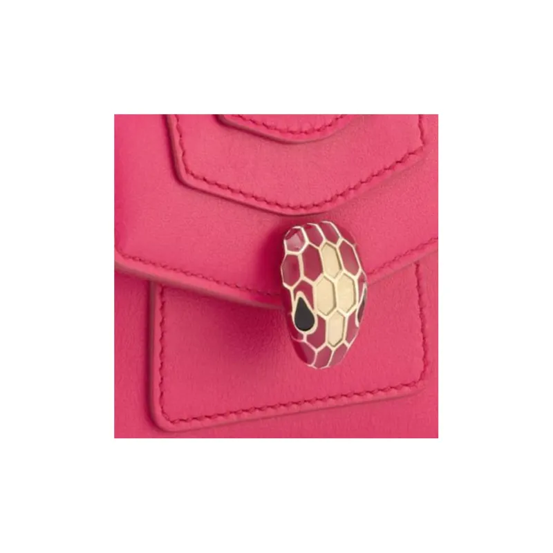 BVLGARI Serpenti Forever Calfskin Handbag Pendant Bag Accessory Extra Mini Women's Pink-3