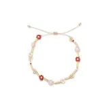 Mini Small Flower Rope Bracelet-Red+White+Gold
