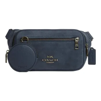 COACH Elias Leather One Shoulder Crossbody Bag, Sling Bag, Fanny Pack Men's Blue