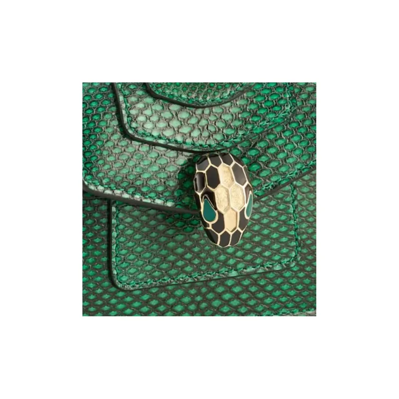 BVLGARI Serpenti Forever Calfskin Handbag Pendant Bag Accessory Extra Mini Unisex Green-3