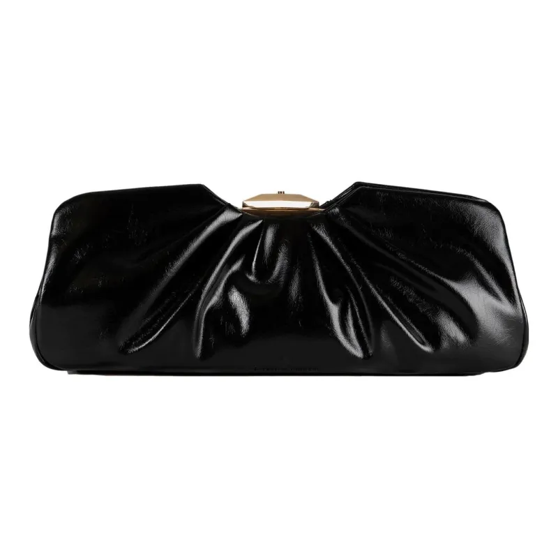 Elisabetta Franchi Synthetic Leather Clutch Large Size Women's Black-2