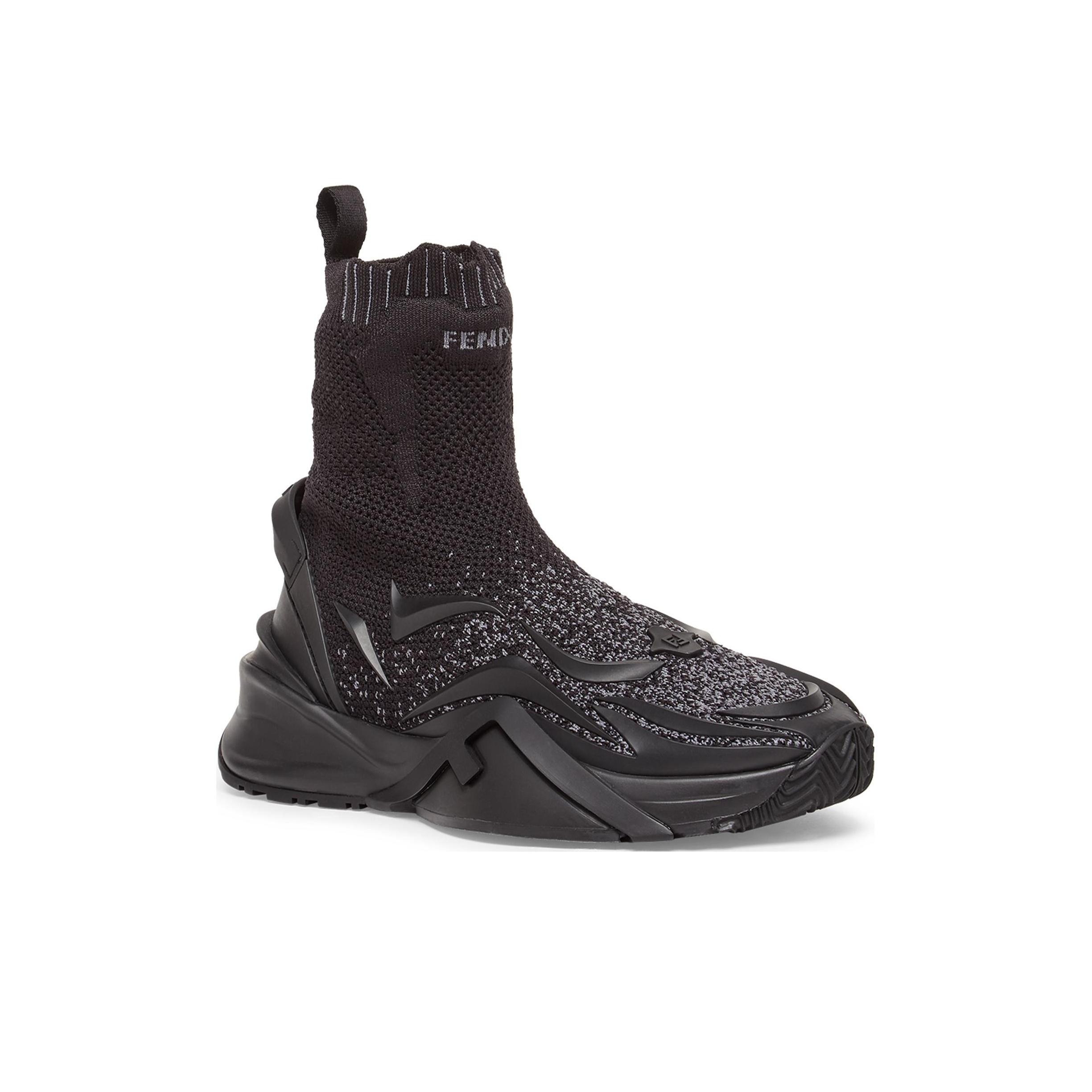 FENDI Flow Casual Shoes Men High-Top Black - POIZON
