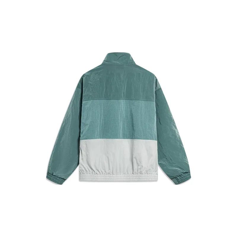 LiNing Sports Trend Series Jacket Men's Emerald Green River Stone Gray-1