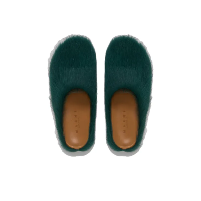 MARNI Rubber Sole Odor Resistant Closed Toe Slippers Men's Sea Green-3