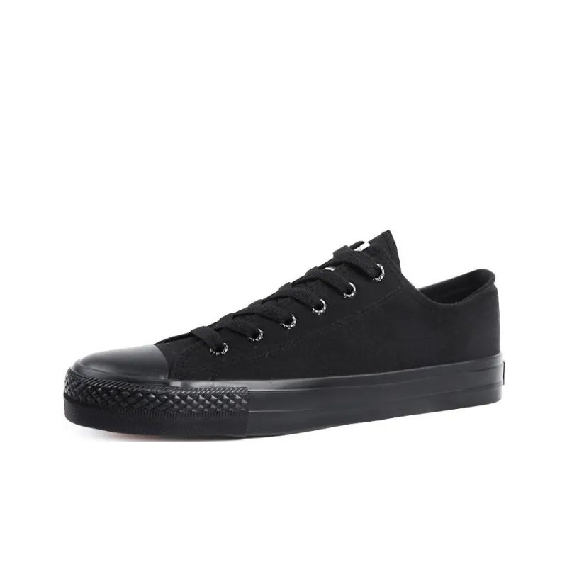 Warrior Slip Resistant Breathable Low Top Canvas Shoes Unisex All Black-1