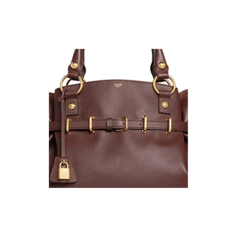 CELINE Cow Leather Shoulder Bag, Crossbody Bag, Handbag Medium Size Women's Brown-1