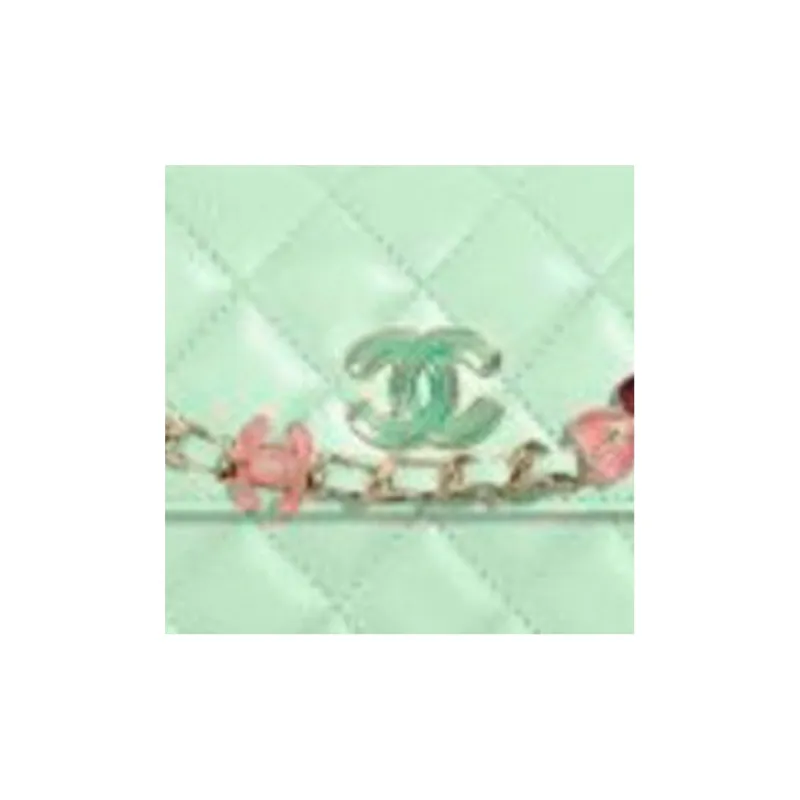CHANEL 23P SS Lambskin Card Holder Shoulder Bag, Crossbody Bag Women's Green-1