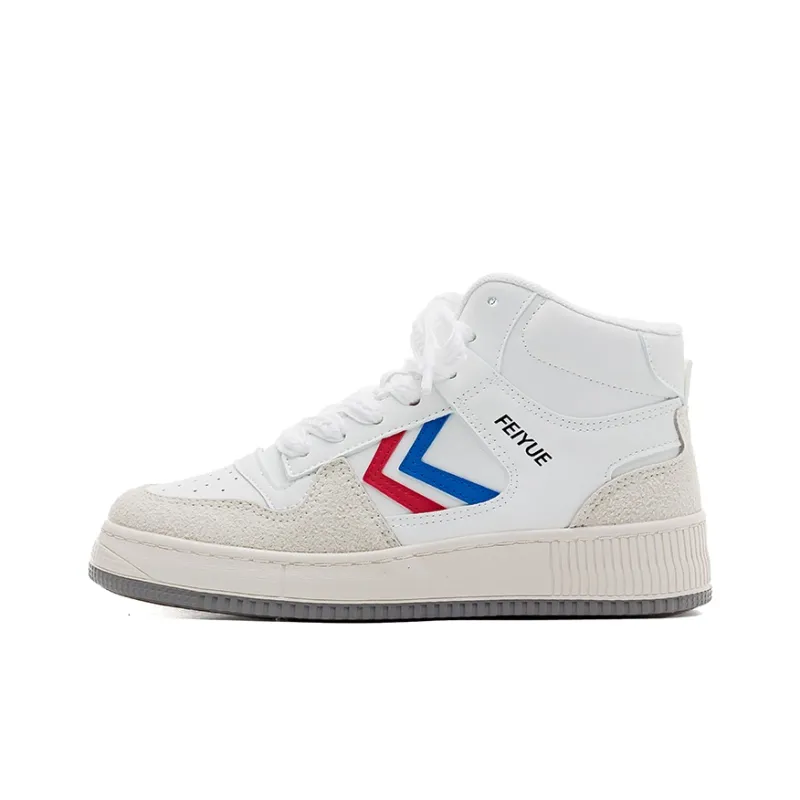 Feiyue Anti-Slip And Wear-Resistant Breathable High-Top Skateboard Shoes Unisex White Red Blue-0