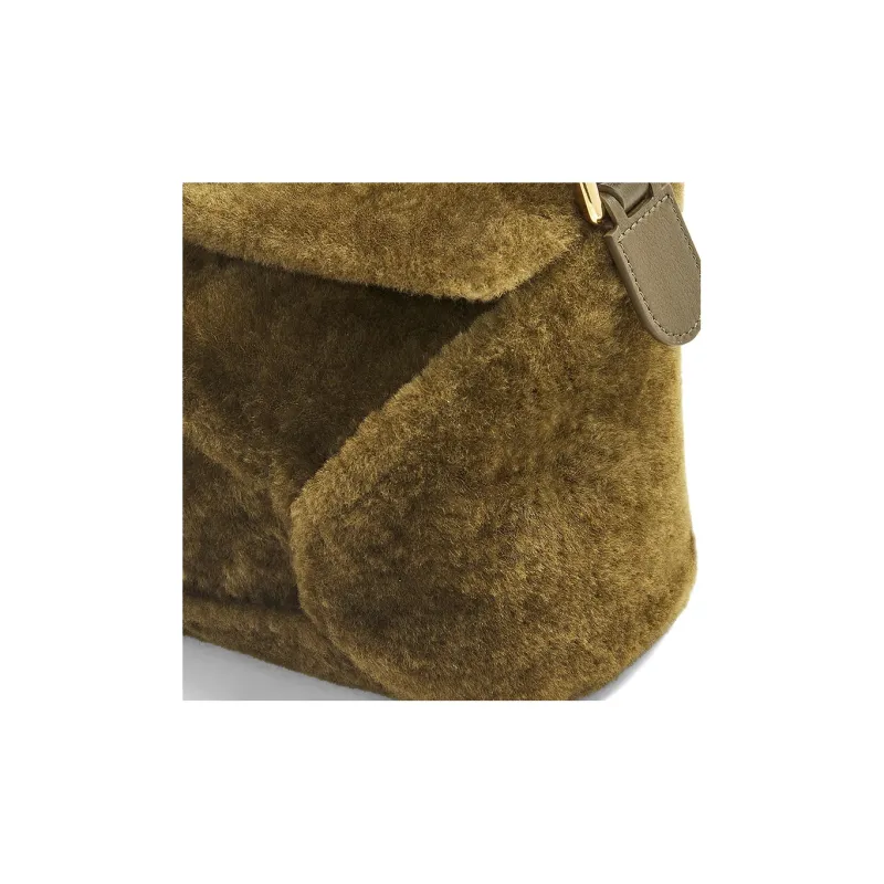 LOEWE Puzzle Shearling Handbag, Shoulder Bag, Crossbody Bag Trumpets Women's Dark Khaki Green-5