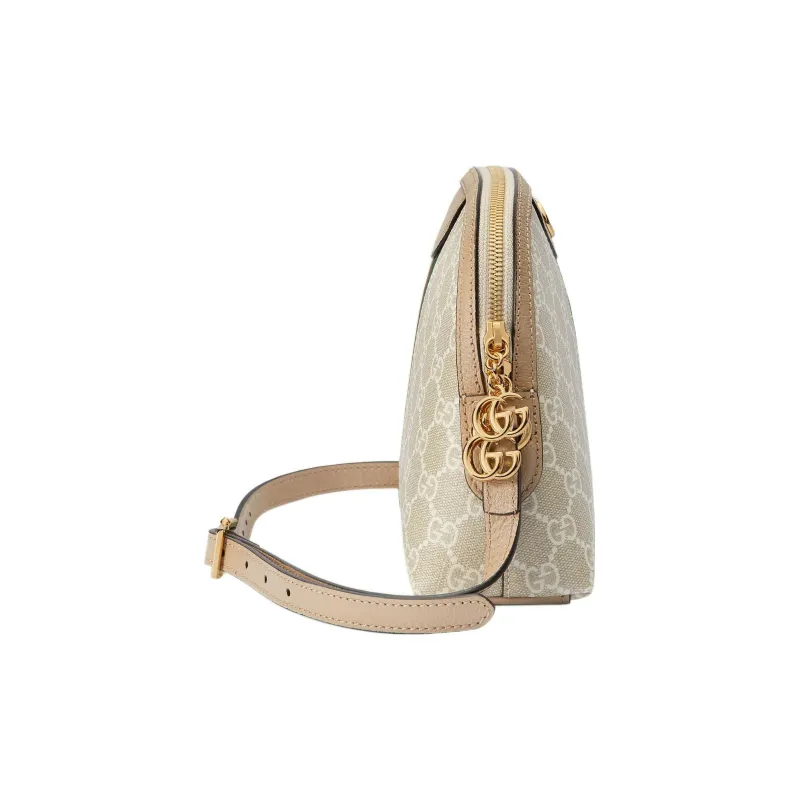 GUCCI Ophidia Canvas With Leather Canvas Bag Crossbody Bag Small Size Women's Beige/White-2
