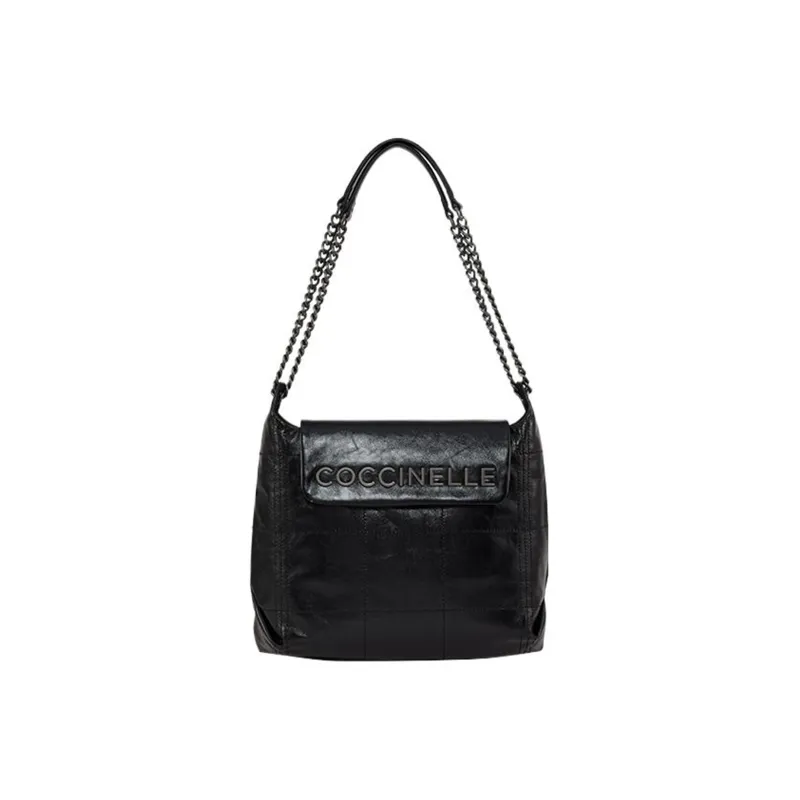 COCCINELLE Cow Leather Hobo Bag Handbag Shoulder Bag Large Size Women's Black-0