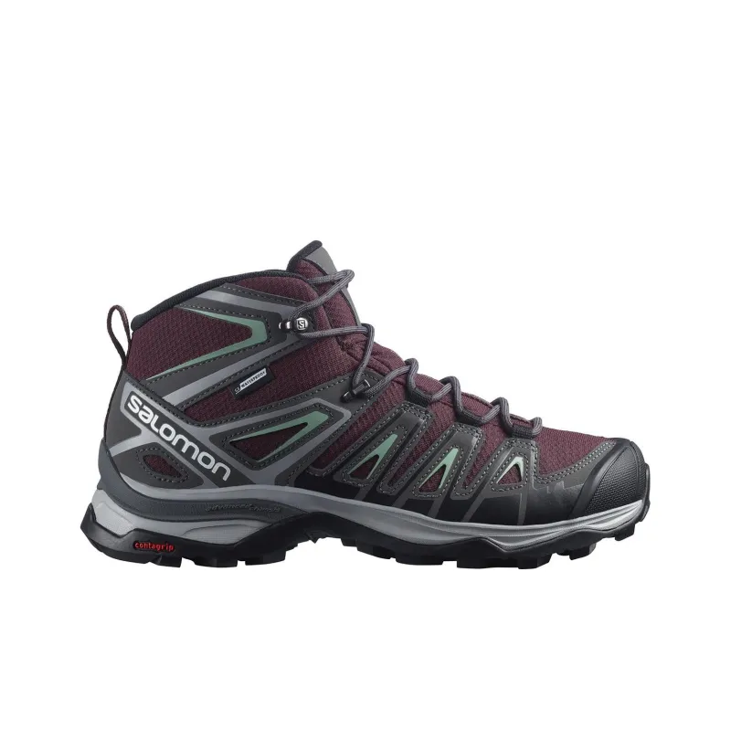 SALOMON Women's X Ultra Pioneer Mid CSWP 'Wine Tasting Granite Green'-1