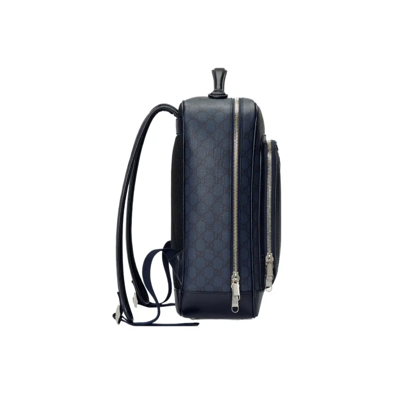 GUCCI Canvas With Leather Trim Backpack Medium Size Men's Blue/Black-2