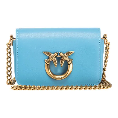 PINKO Click Series Cow Leather Crossbody Bag Women's Blue
