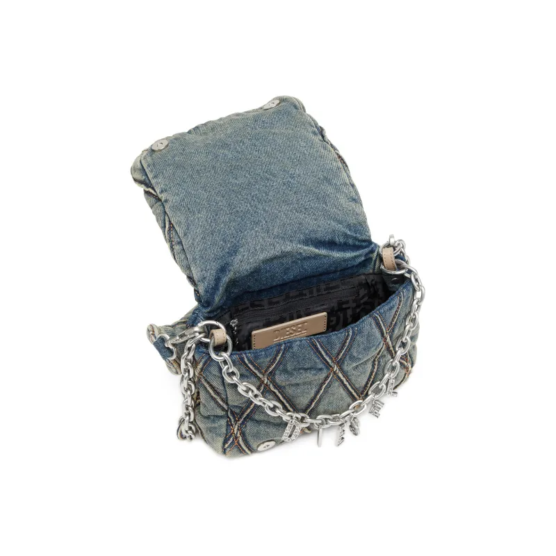 DIESEL Cotton One Shoulder Handbag Small Size Women's Dark Blue-3