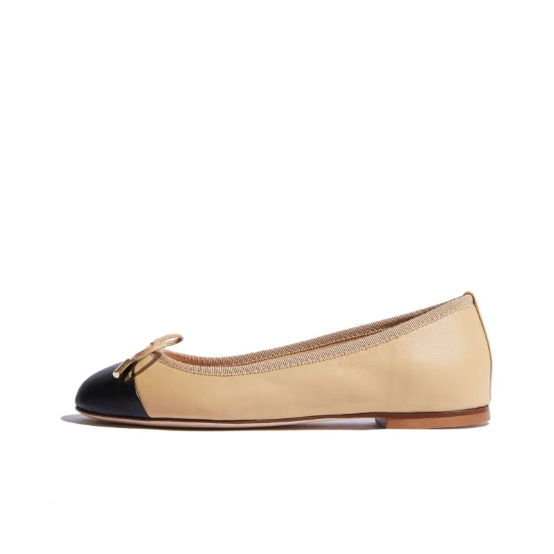 SCAROSSO Contrasting toecap Leather Ballerina Shoes Women's-0