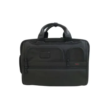 TUMI Elastic Nylon With Cow Leather Briefcase Portable One Shoulder Crossbody Laptop Bag Large Size Men's Black
