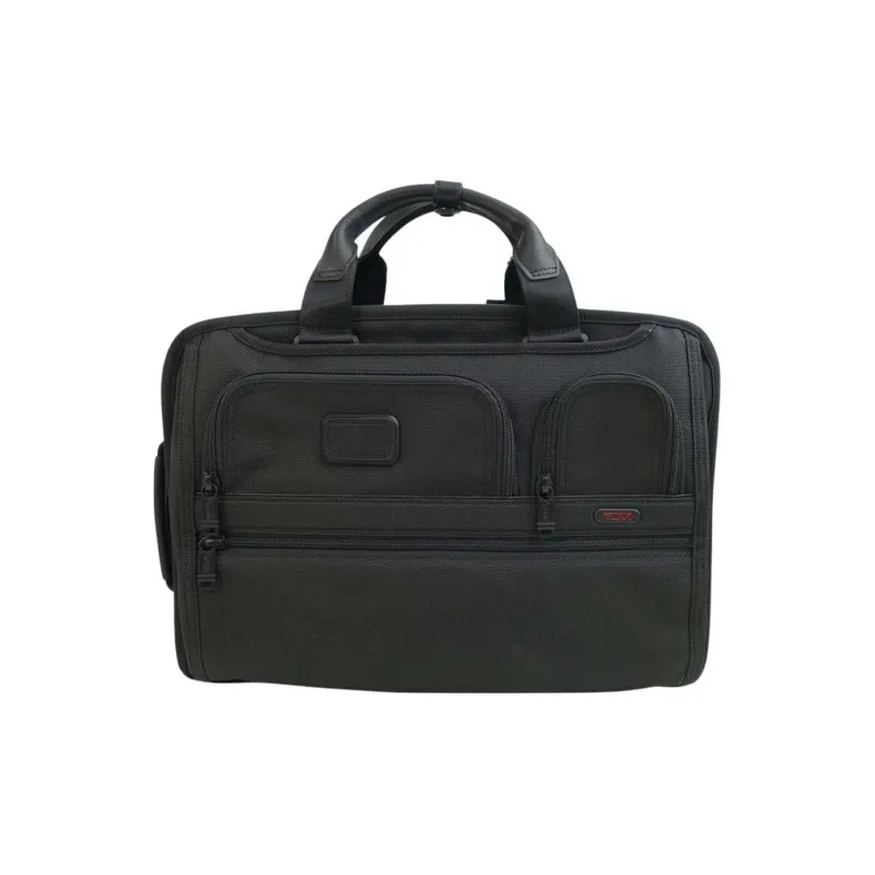TUMI Elastic Nylon With Cow Leather Briefcase Portable One Shoulder Crossbody Laptop Bag Large Size Men's Black-0