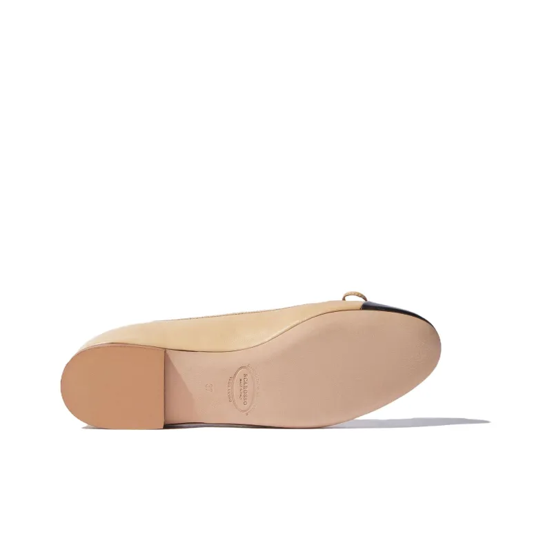 SCAROSSO Contrasting toecap Leather Ballerina Shoes Women's-4