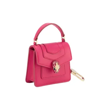 BVLGARI Serpenti Forever Calfskin Handbag Pendant Bag Accessory Extra Mini Women's Pink