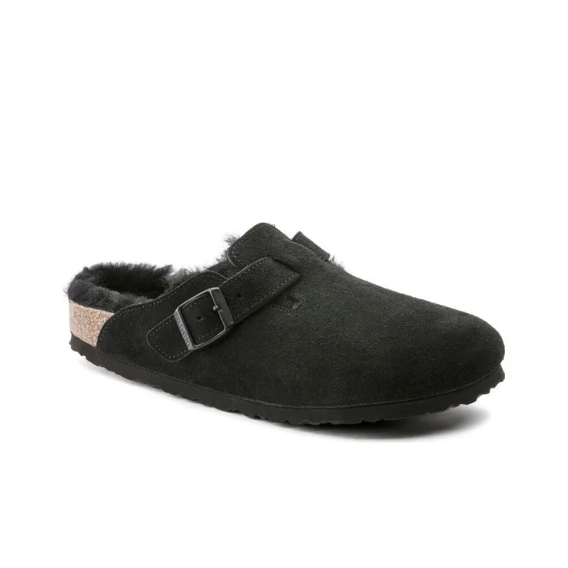 Birkenstock Boston Shearling Suede 'Black'-1
