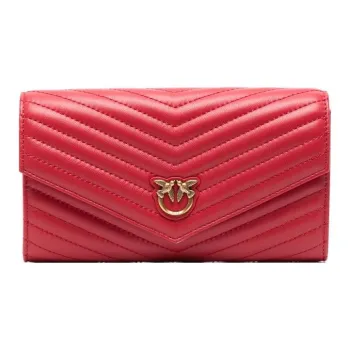 PINKO Love Birds Series Calfskin Wallet Women's Bright Red