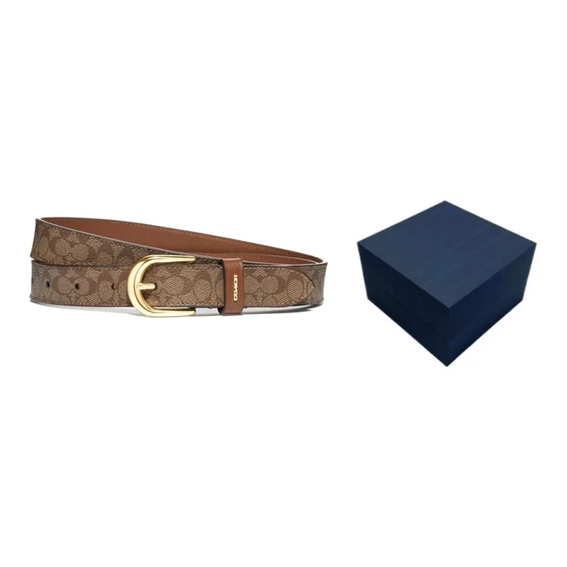 COACH Artificial Leather Belts Women's Khaki Width 2.5cm-5