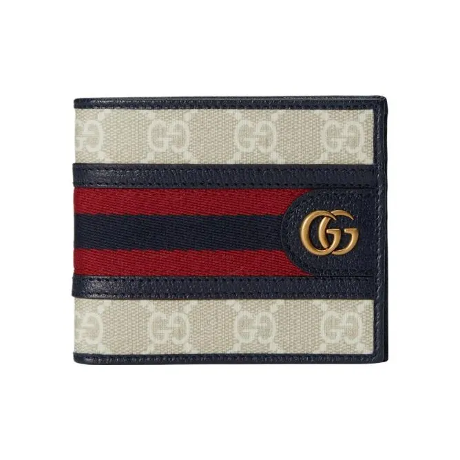 GUCCI Ophidia Canvas With Leather Wallet Men's Beige/White/Blue-0