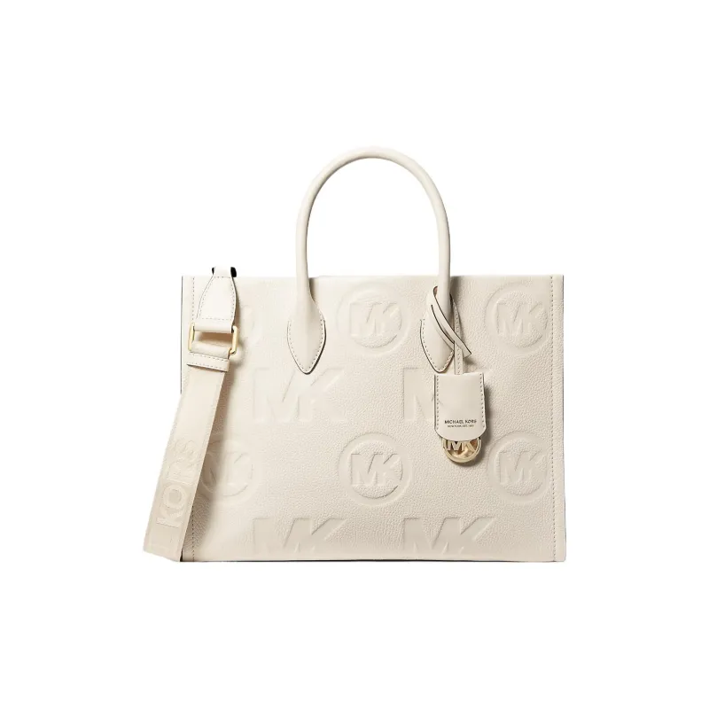 MICHAEL KORS Mirella Litchi Grain Leather Tote Bag Shopping Bag Handbag Shoulder Bag Medium Size Women's White-0