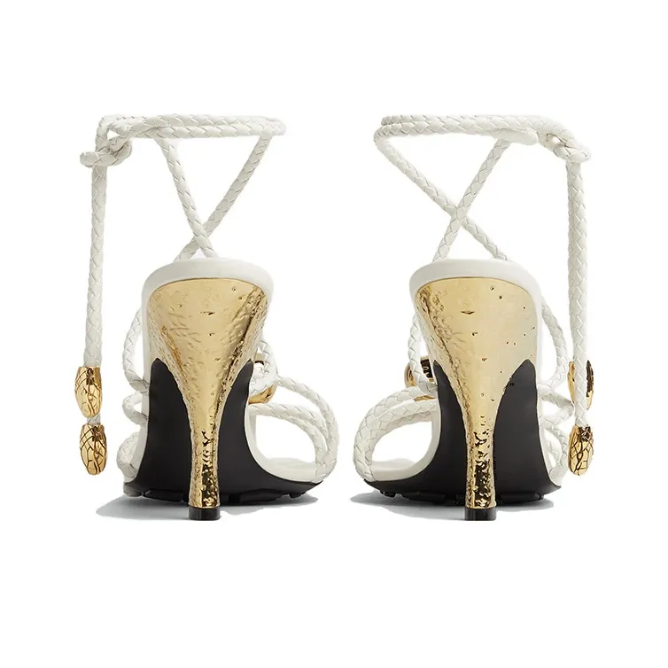 Bottega Veneta Adam One Strap Sandals 9cm Women's White-4