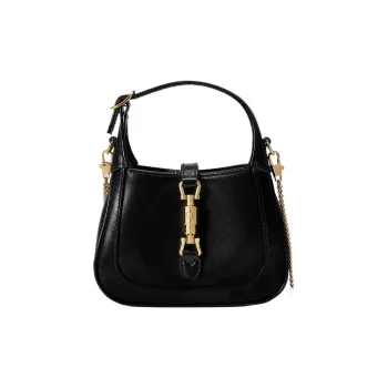 GUCCI Jackie 1961 Leather Crescent Shoulder Bag Shoulder Bag Mini Women's Black