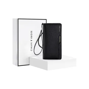 Simvay Clos Cow Leather With Synthetic Leather Coin Purse 2 in 1 Clutch Wallet Card Holder Wallet Men's Black/Coffee