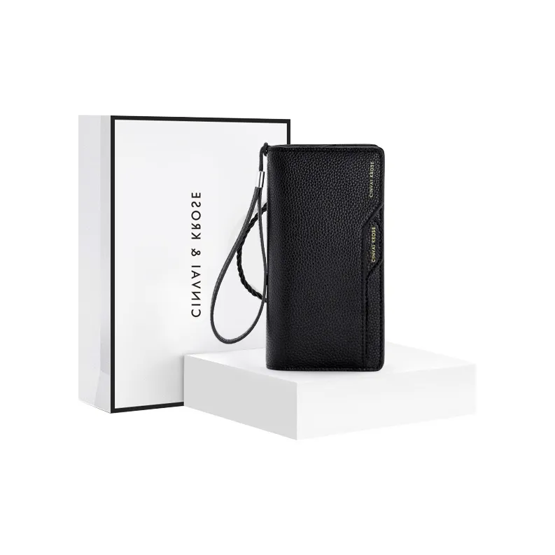 Simvay Clos Cow Leather With Synthetic Leather Coin Purse 2 in 1 Clutch Wallet Card Holder Wallet Men's Black/Coffee-0